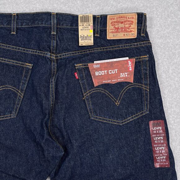 NEW Y2K Levis 517 Boot Cut Jeans Mens 42 x 30 (41x31) Dark Wash Deadstock Cowboy - Picture 1 of 14